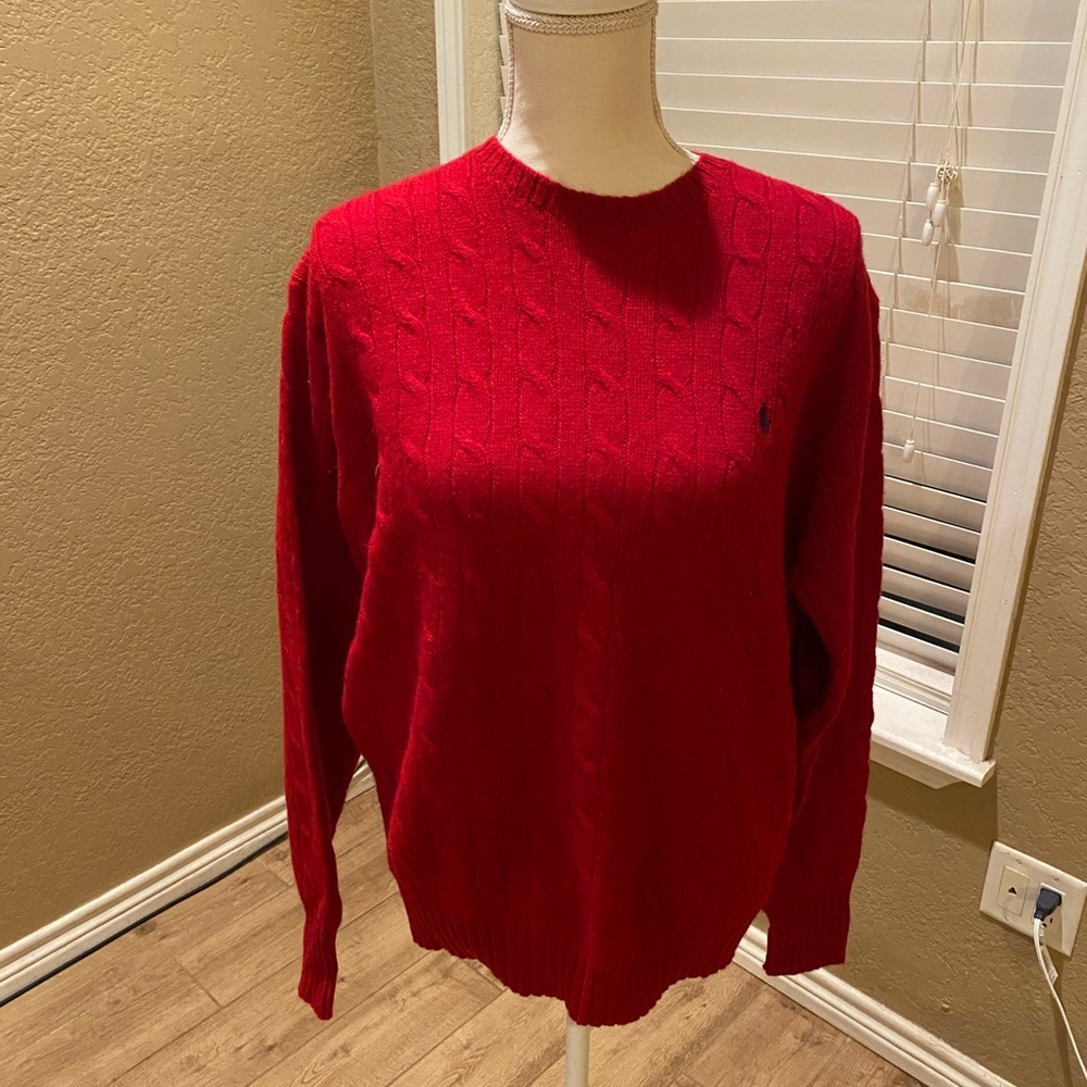 Ralph Lauren Men’s Red Polo 100% Lamb’s Wool sweater